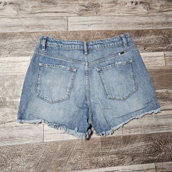 KANCAN Ivanna Ultra High Rise Mom Jean Short Denim Raw Hem 11 / 29 Distressed - Picture 6 of 12